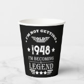 白黒パーソナライズされたヴィンテージ75歳の誕生日 紙コップ (正面)