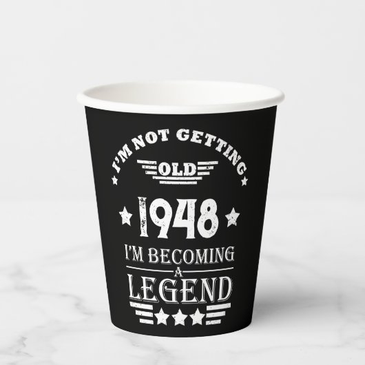 白黒パーソナライズされたヴィンテージ75歳の誕生日 紙コップ (正面)