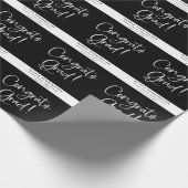 白黒パーソナライズされた名おめでとうグラード ラッピングペーパー (角)