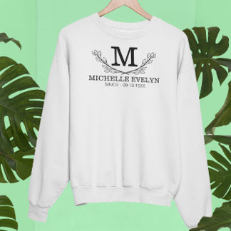 白黒パーソナライズされた名モノグラム年齢 スウェットシャツ