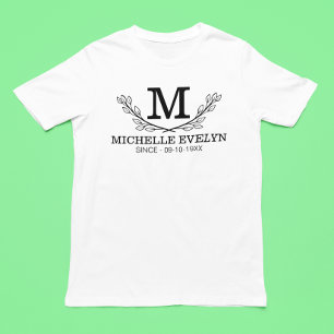 白黒パーソナライズされた名モノグラム年齢 プラスサイズTシャツ