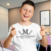 白黒パーソナライズされた名モノグラム年齢 Tシャツ