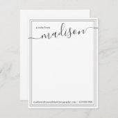 白黒パーソナライズされた名 | 机から サンキューカード (正面/裏面)