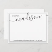 白黒パーソナライズされた名 | 机から サンキューカード (正面/裏面)