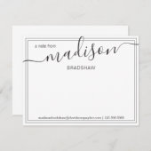 白黒パーソナライズされた名 | 机から サンキューカード (正面/裏面)