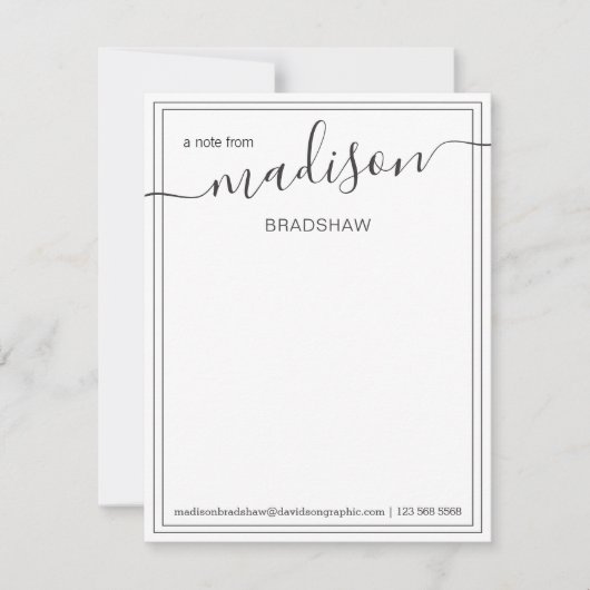 白黒パーソナライズされた名 | Tの机から サンキューカード (正面)