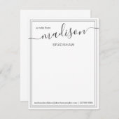 白黒パーソナライズされた名 | Tの机から サンキューカード (正面/裏面)