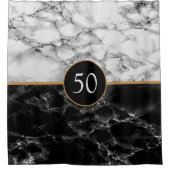 白黒パーソナライズされた大理石シャワーカーテン シャワーカーテン (正面)