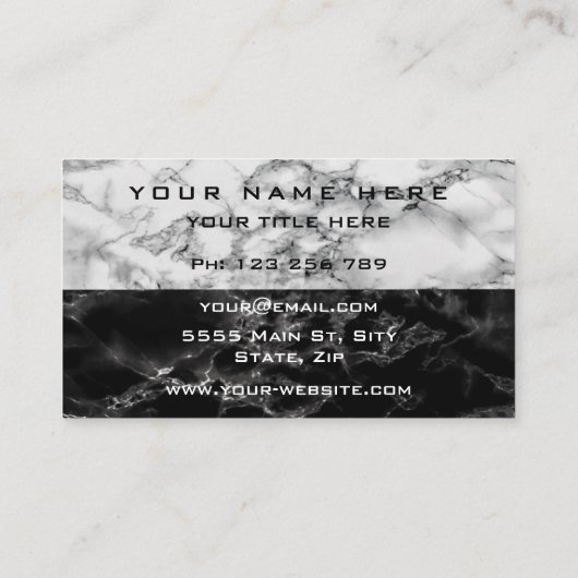 白黒パーソナライズされた大理石名刺 名刺 (裏面)