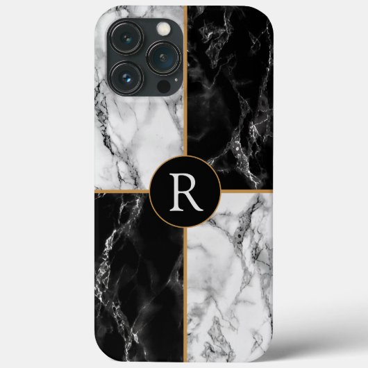 白黒パーソナライズされた大理石iPhoneケース Case-Mate iPhoneケース (裏面)