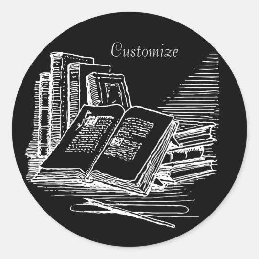 白黒パーソナライズされた学界 ラウンドシール (正面)