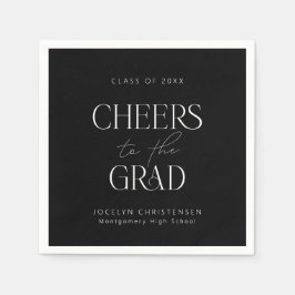 白黒パーソナライズされた応援グラードパーティー スタンダードカクテルナプキン