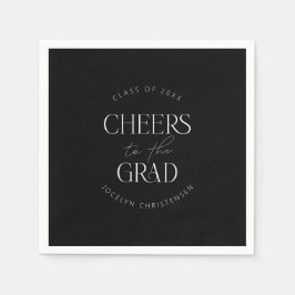 白黒パーソナライズされた応援グラードパーティー スタンダードカクテルナプキン