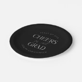 白黒パーソナライズされた応援グラードパーティー ペーパープレート (アングル)