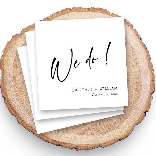 白黒パーソナライズされた我々はスクリプトを実行す結婚る スタンダードカクテルナプキン