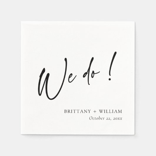 白黒パーソナライズされた我々はスクリプトを実行す結婚る スタンダードカクテルナプキン (正面)