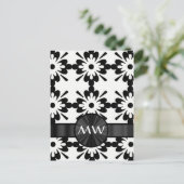 白黒パーソナライズされた抽象芸術 ポストカード (スタンド正面)