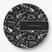 白黒パーソナライズされた楽器2 ペーパープレート (正面)