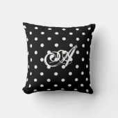 白黒パーソナライズされた水玉模様クッション クッション (正面)
