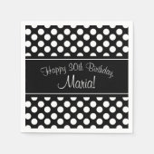 白黒パーソナライズされた水玉模様紙ナプキン スタンダードカクテルナプキン (正面)