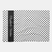 白黒パーソナライズされた水玉模様 キッチンタオル (横)