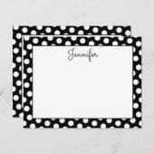 白黒パーソナライズされた水玉模様 ノートカード (正面/裏面)