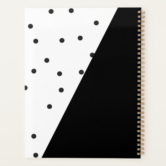 白黒パーソナライズされた水玉模様 プランナー手帳 (裏面)
