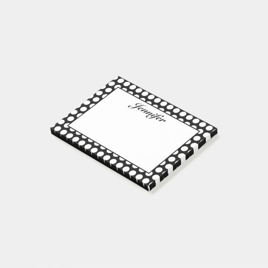 白黒パーソナライズされた水玉模様 ポストイット (アングル)