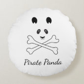 白黒パーソナライズされた海賊パおもしろいンダ ラウンドクッション (正面)