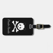 白黒パーソナライズされた海賊パおもしろいンダ ラゲッジタグ (正面横)
