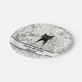 白黒パーソナライズされた猫誕生日プレート ペーパープレート (アングル)