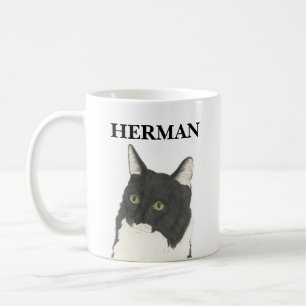 白黒パーソナライズされた猫飲料用コースター コーヒーマグカップ