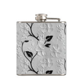 白黒パーソナライズされた花模様MRS. フラスク (裏面)