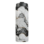 白黒パーソナライズされた金ゴールド大理石 タンブラー (正面)