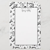 白黒パーソナライズされた50年代スタイルレトロ 便箋 (正面/裏面)