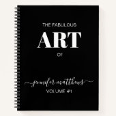 白黒パーソナライズされたSketchbook Your Name ノートブック (正面)