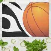 白黒パーソナライズで燃えるようなバスケットボール キッチンタオル (折り畳み)