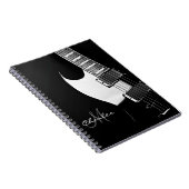 白黒パーソナライズなギター音楽ノート ノートブック (右側)