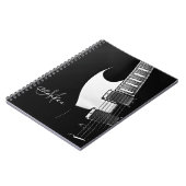 白黒パーソナライズなギター音楽ノート ノートブック (左側)