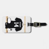 白黒パーソナライズなラグビージャージー ラゲッジタグ (正面横)