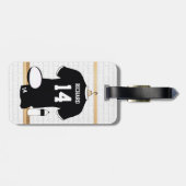 白黒パーソナライズなラグビージャージー ラゲッジタグ (裏面横)