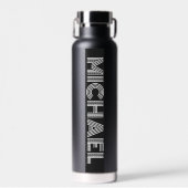 白黒パーソナライズ名真空シール ウォーターボトル (正面)