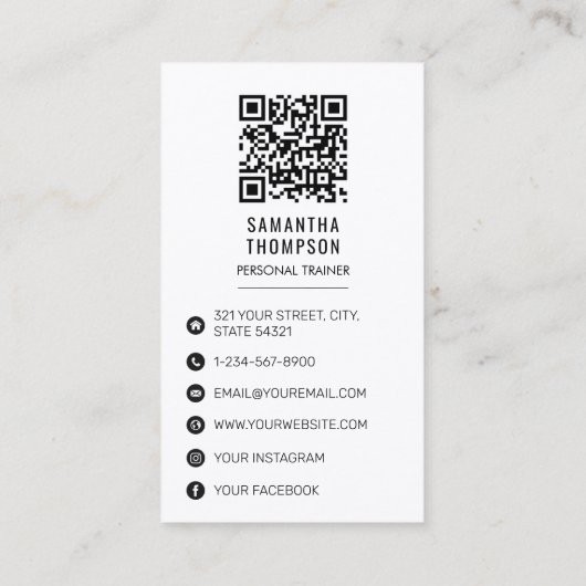 白黒パーソナルトレーナーフィットネスカスタム写真 名刺 (裏面)