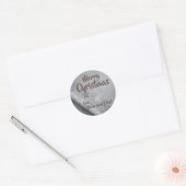 白黒パーチメントとキラキラ輝く星 ラウンドシール (封筒)