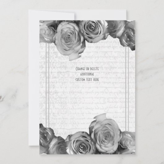 白黒パーチメントフローラ結婚ズ 招待状 (裏面)