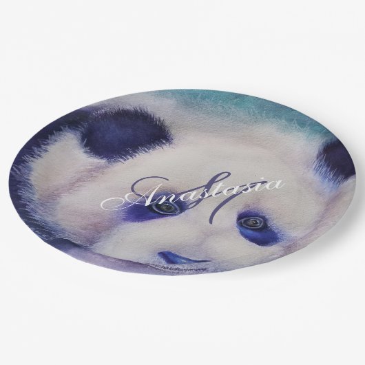 白黒パーティーモノグラム ペーパープレート (アングル)