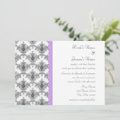 白黒パープルダマスウェディング招待状 招待状 (スタンド正面)