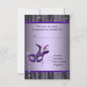 白黒パープルマスカレードパーティーRSVP 出欠カード (裏面)