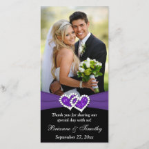 白黒パープル結合ハート結婚ズフォトカード