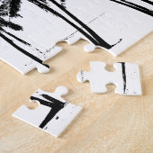 白黒パームツリーズトラベルアート ジグソーパズル (側面)